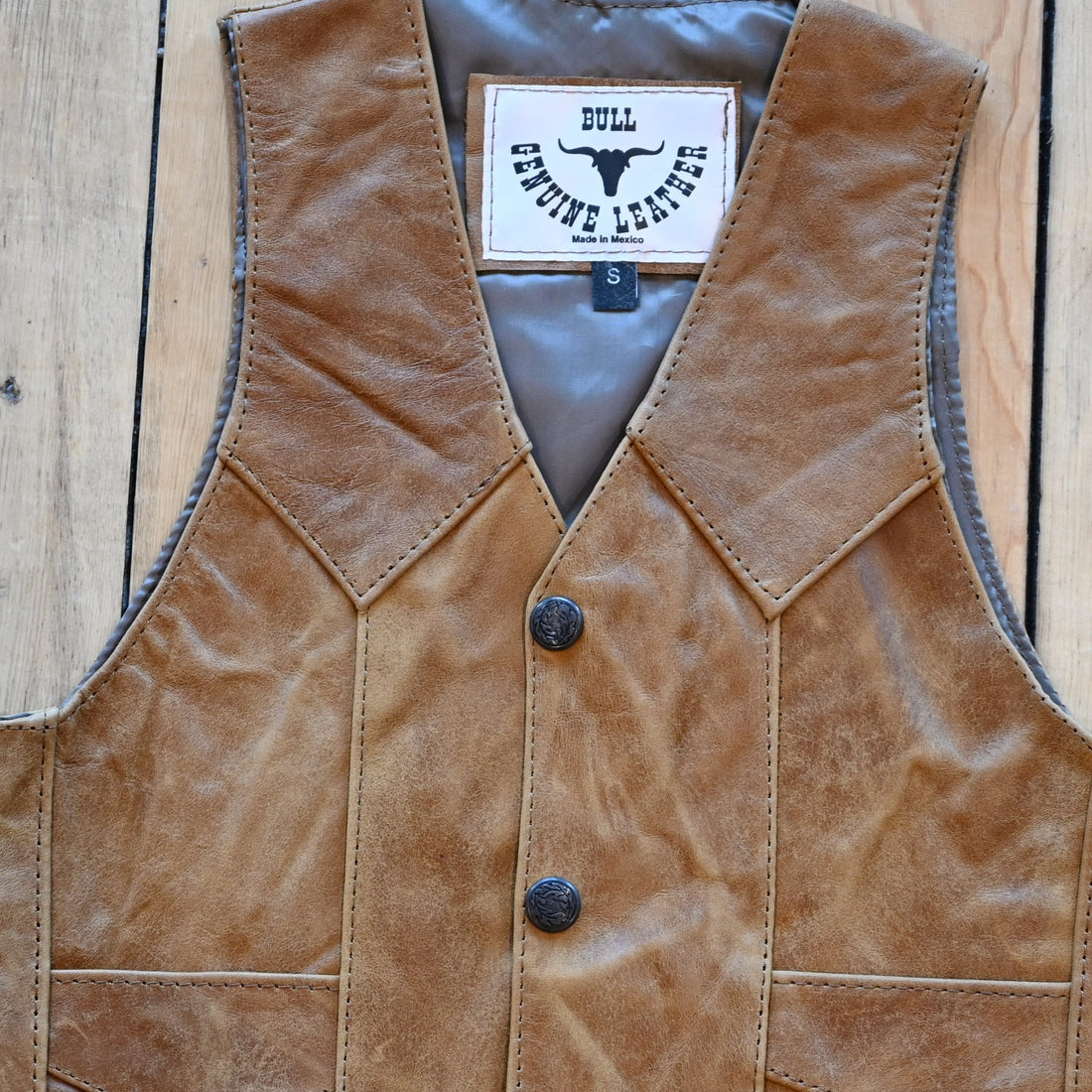 SouthBay Leather Kids Basic Vest in Cognac