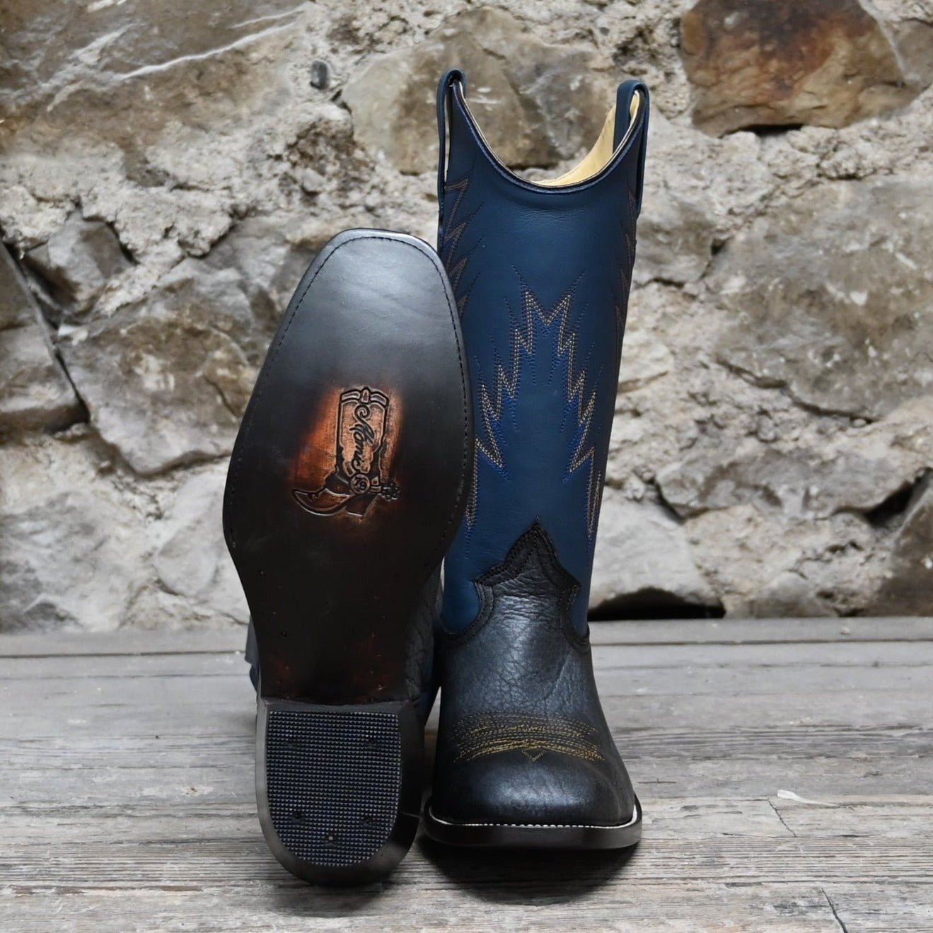 Nutted Calf Tobacco Bison Boot on Custom "Cowboy" Last view of bottom
