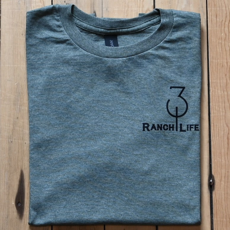 Heather Forest Green unisex tee with “Make America Cowboy Again” and stars graphic from 310 Ranch Life.
