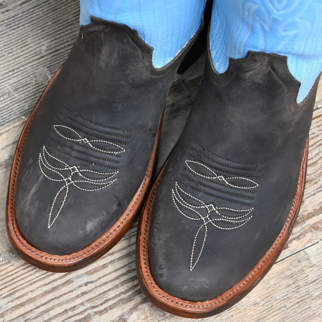 Rios of Mercedes ladies 14″ boot with Sea Salt deercow top and chocolate vamp