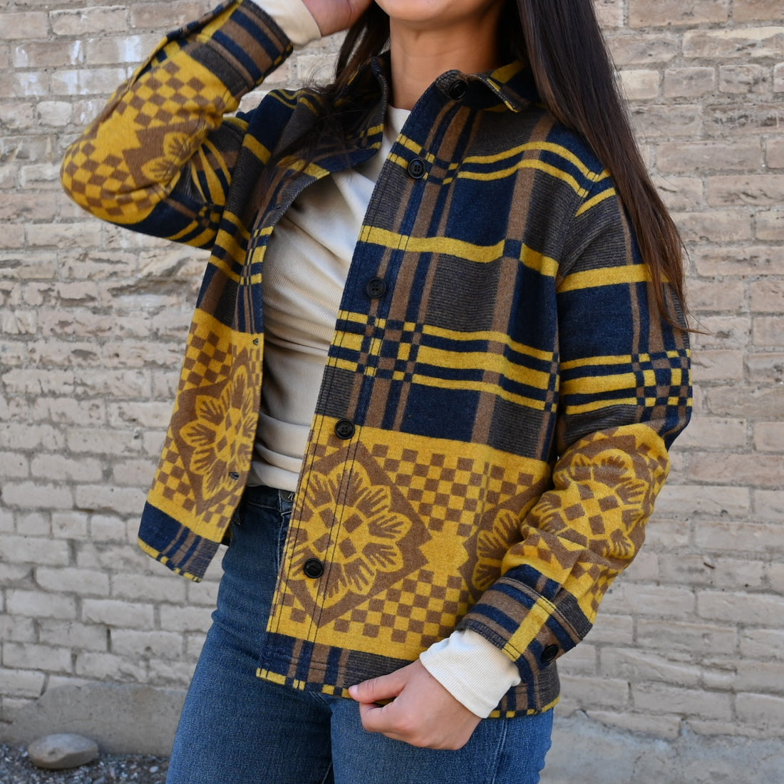 Filson – Ladies Blanket Wool Overshirt (Flower Blanket Plaid / Bronze Brown)