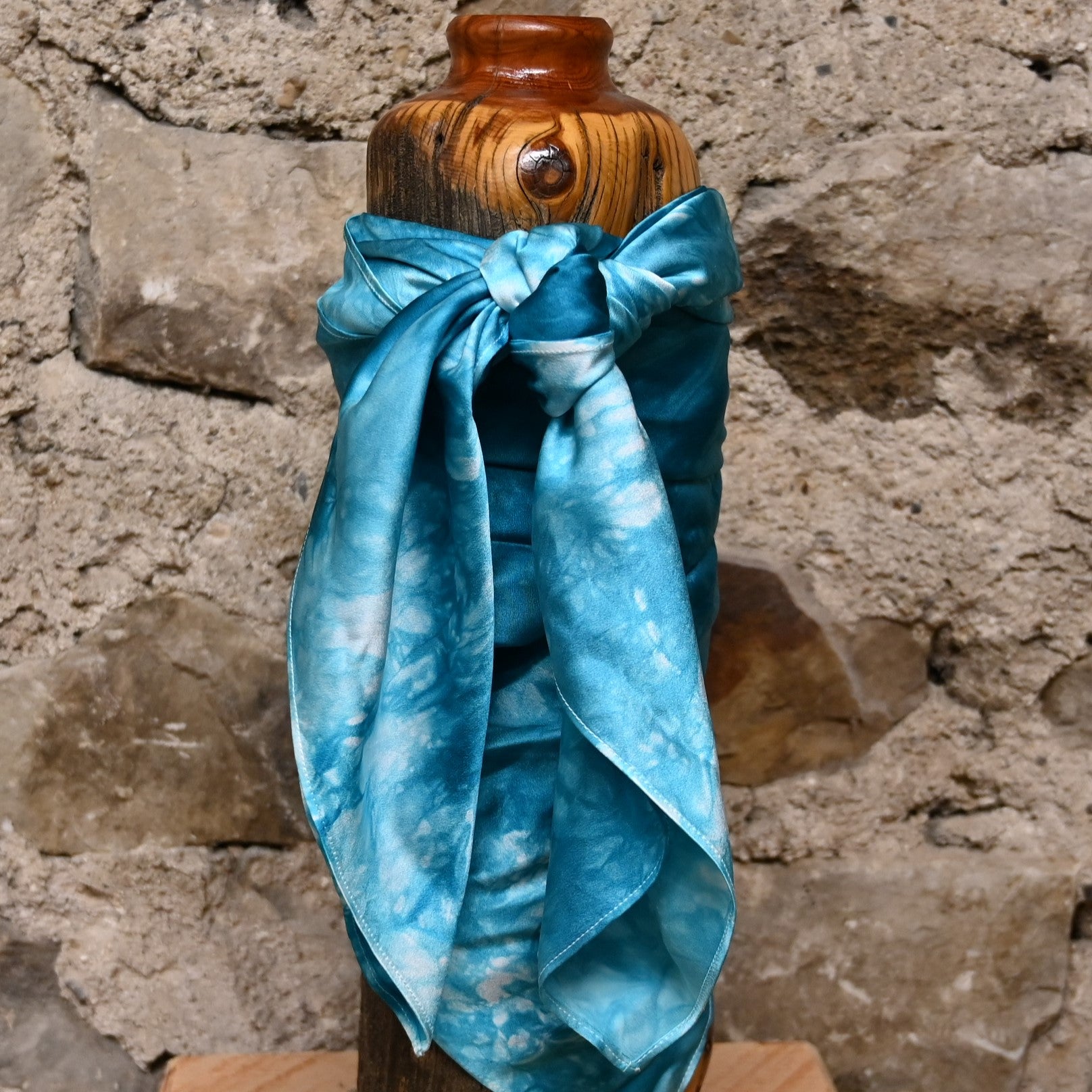 Amber Waves Charmeuse 44" Wild Rag in Tide view of wild rag