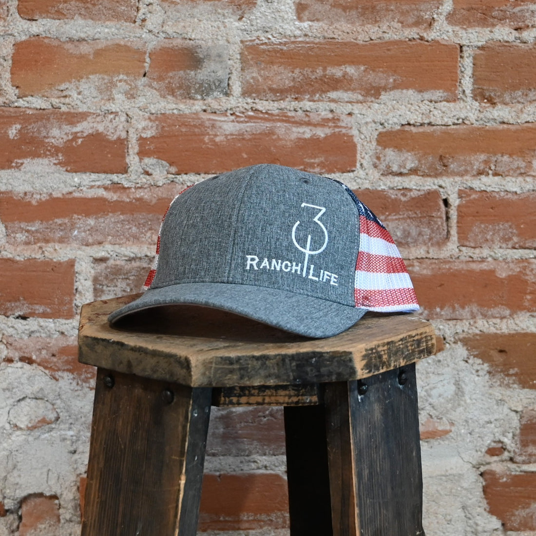 3:10 Heather Grey and American Flag Hat