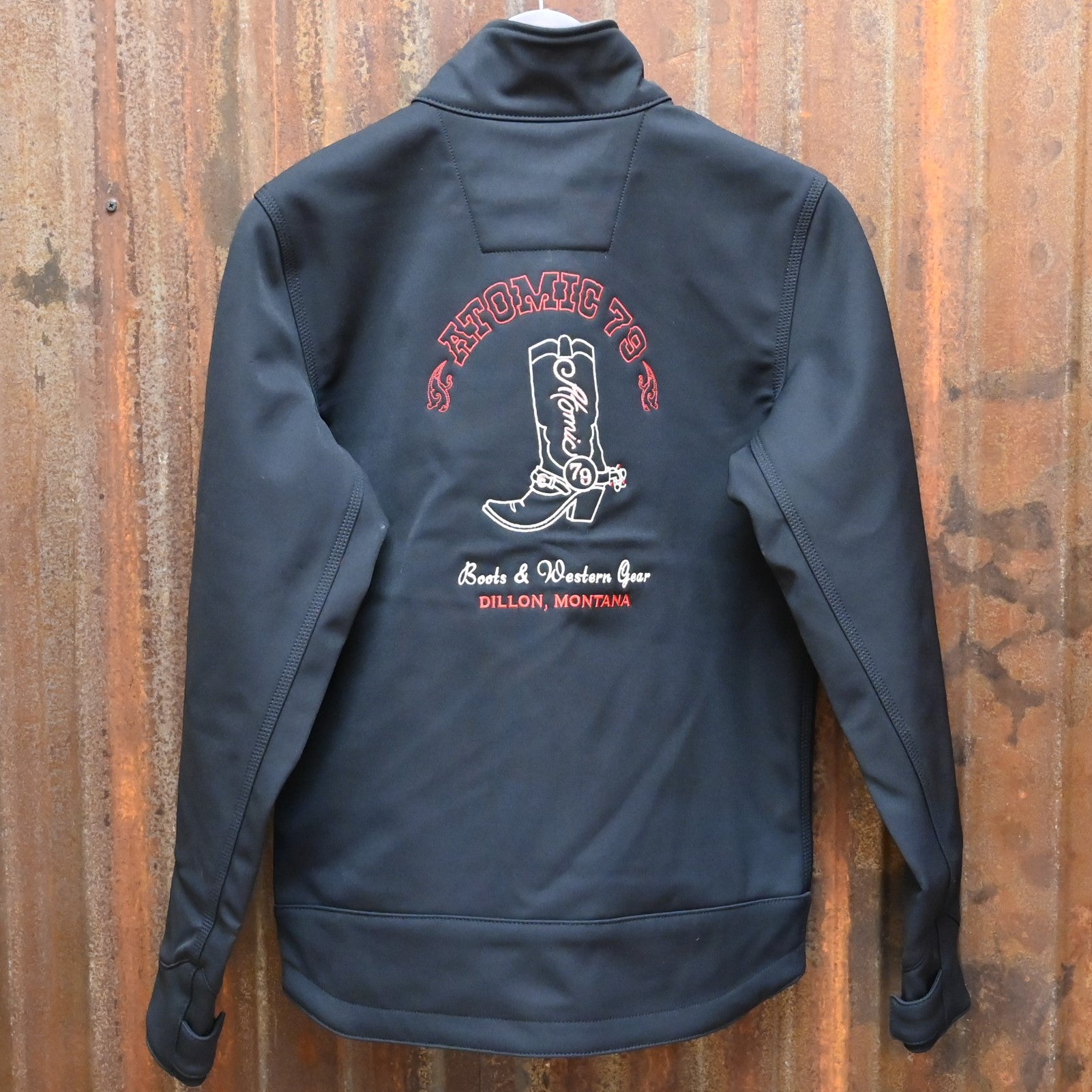 Carhartt Black Crowley Soft Shell w/ Atomic 79 Embroidery on back view of back