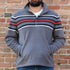 View of Schaefer Teton pullover fleece in Teton or Silverton color with storm collar and zip waist pockets