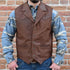 Schaefer Bowie Leather Vest view of front on model size M