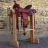 View of Billy Cook 16" Russet Trail Saddle with large camouflage border tooling