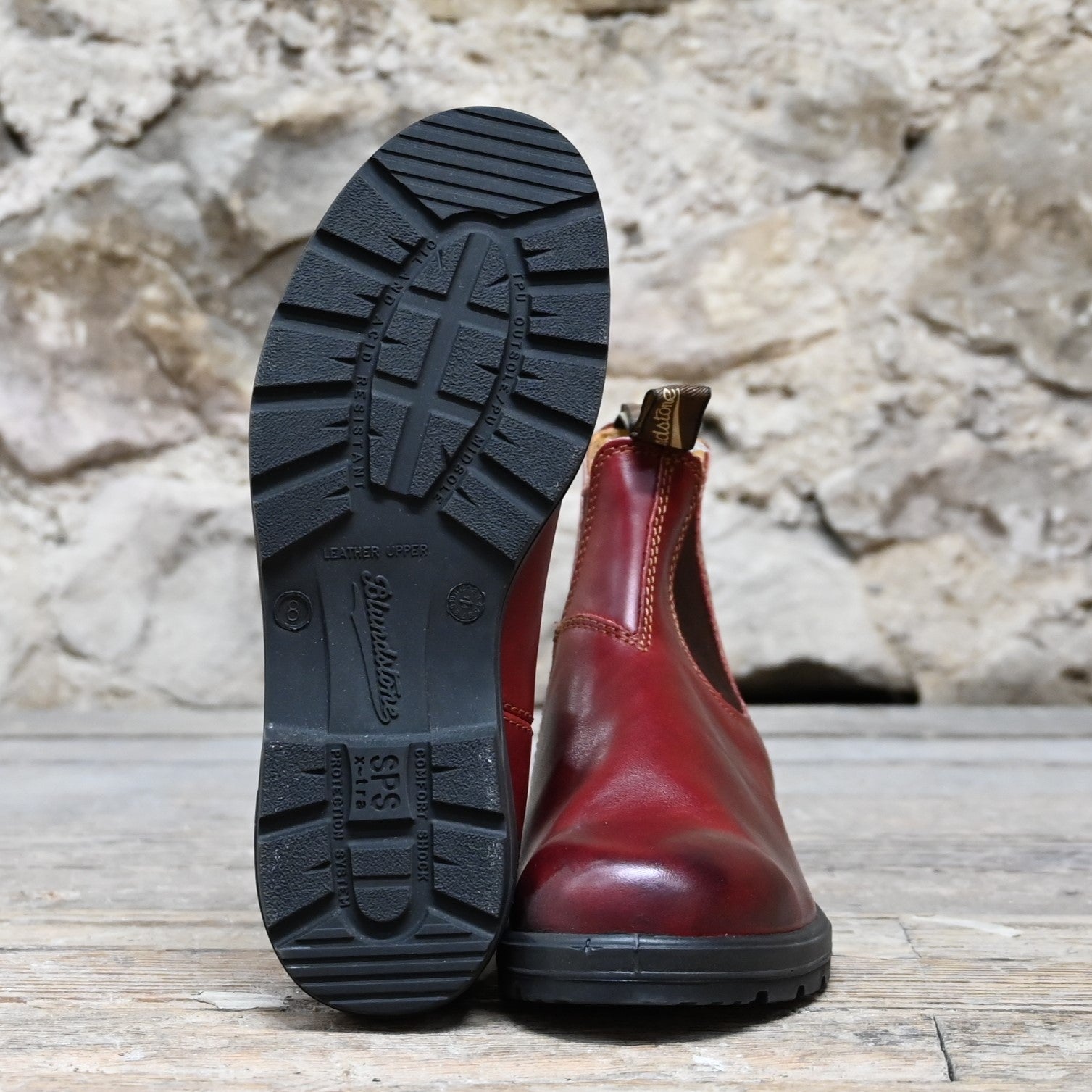 Blundstone Slip On In Premium Red Rubbed Leather view of bottom