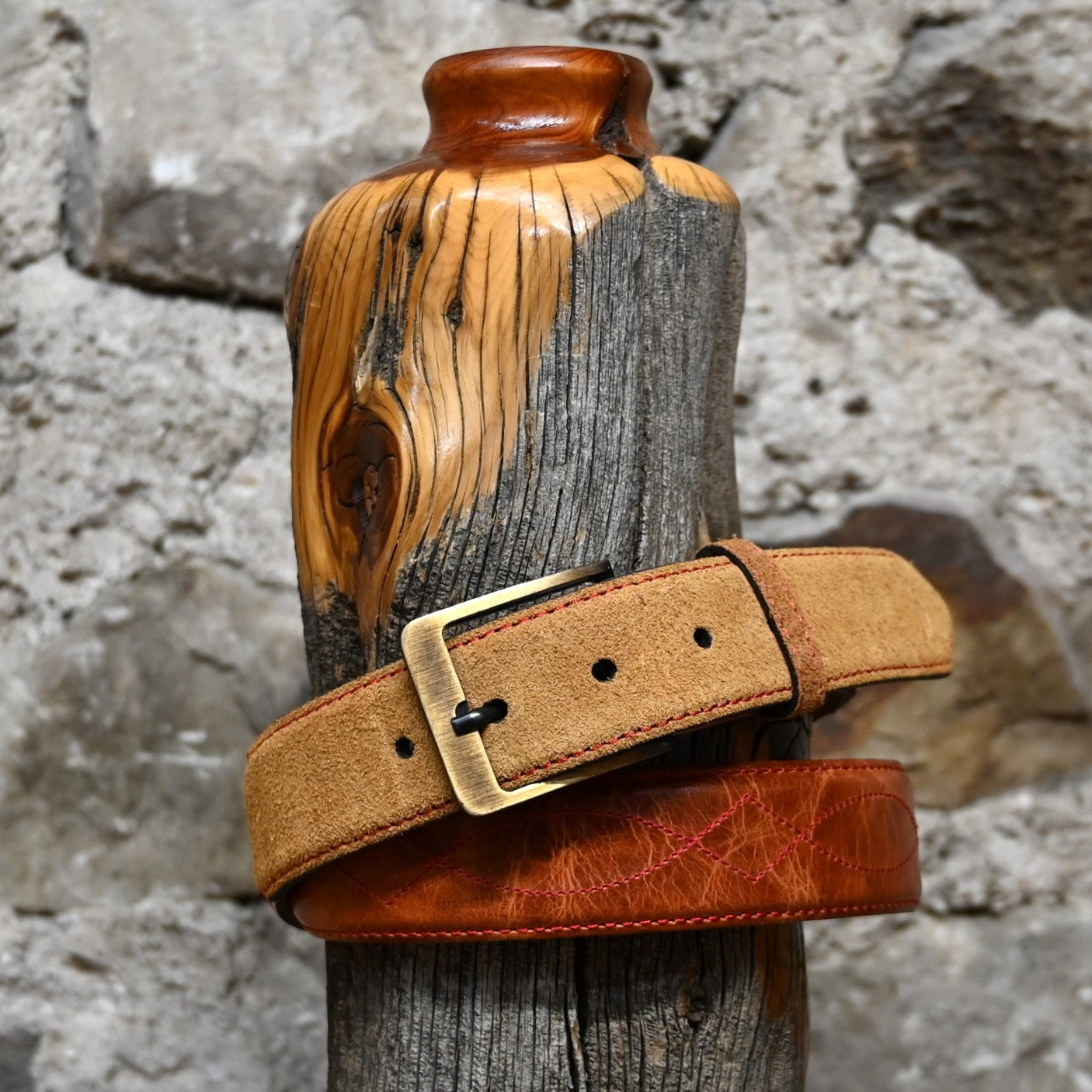 Hondo Maple Rough-Out leather belt with Mango Volcano inlay designed to match Hondo Boot 2645