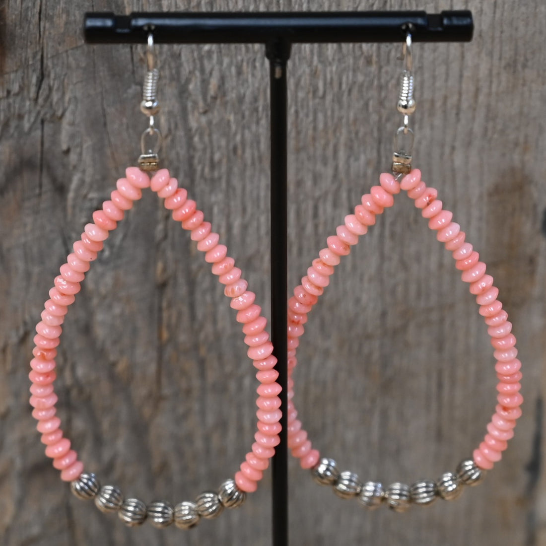 Pink Corral Teardrop Earrings - Summer Beauty view of earrings