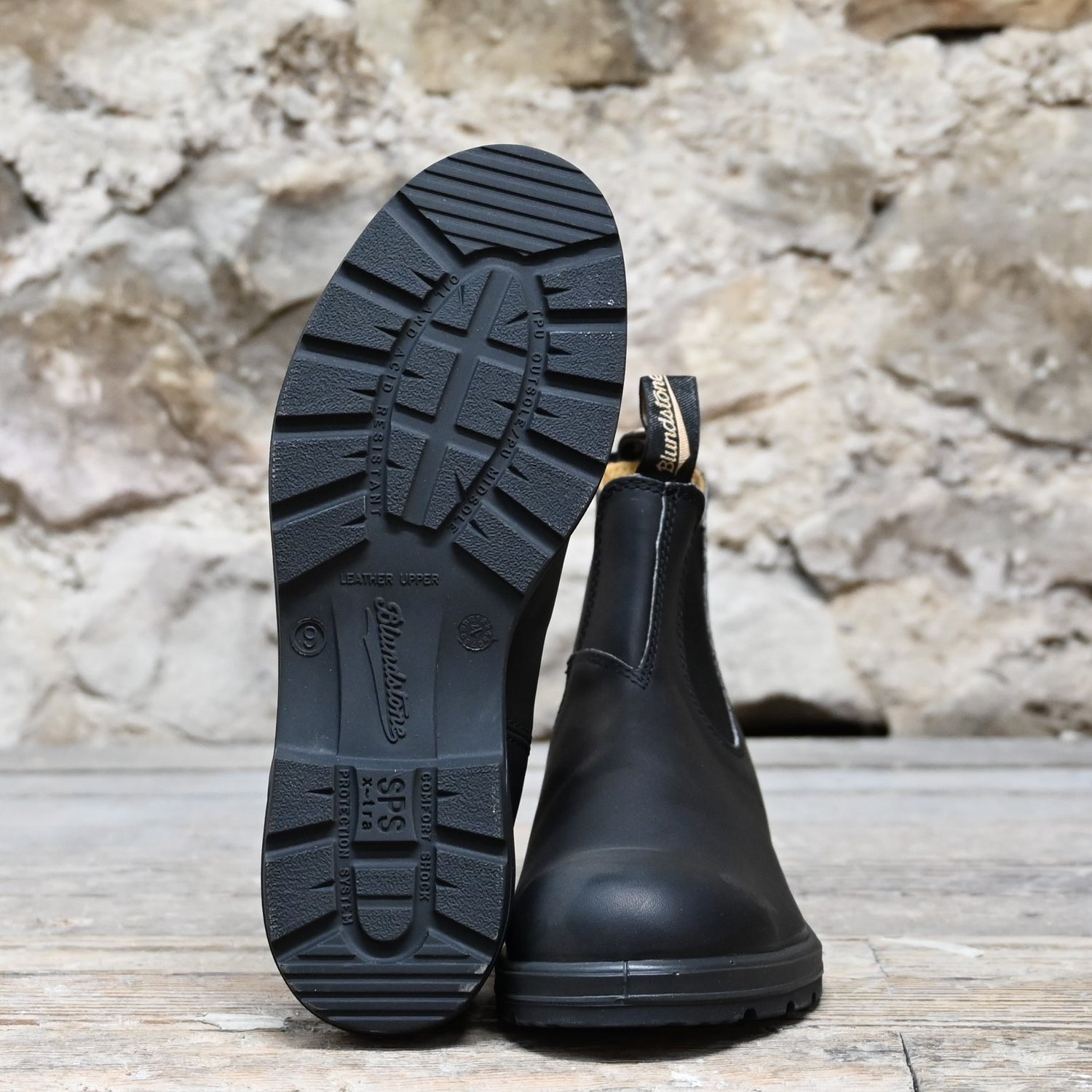 Blundstone Slip On In Black Premium Leather view of bottom