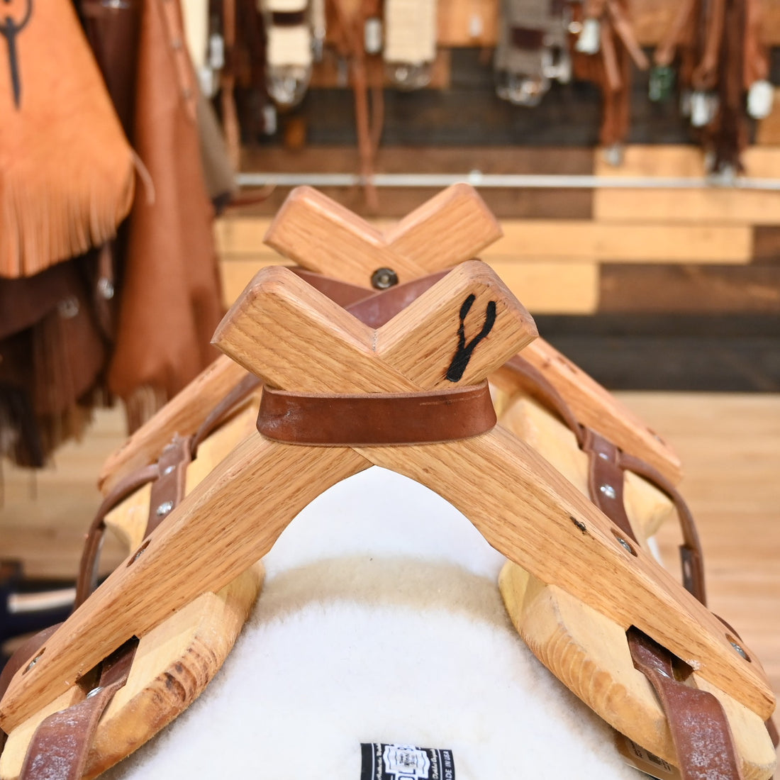 View of Sawbuck Pack Saddle with traditional sawbuck frame and double rigging