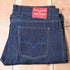 View of Kimes Ranch Raw Dillon Jeans in Indigo featuring off-white stitching and integrated knife pocket