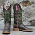 View of Hondo 13" cowboy boot in brown crater leather with wide square toe and classic Western stitching