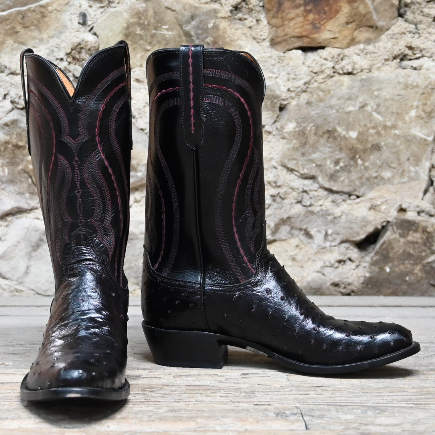 Black cherry ostrich boots online