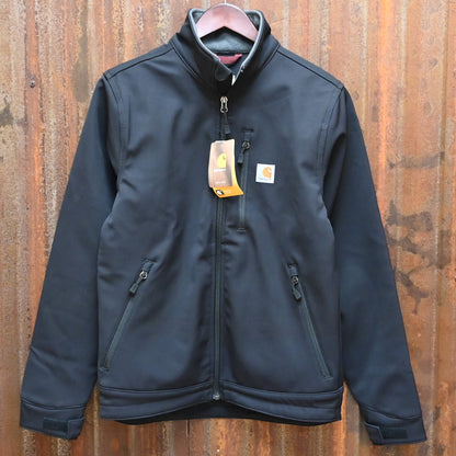 Carhartt Black Crowley Soft Shell w/ Atomic 79 Embroidery on back view of front