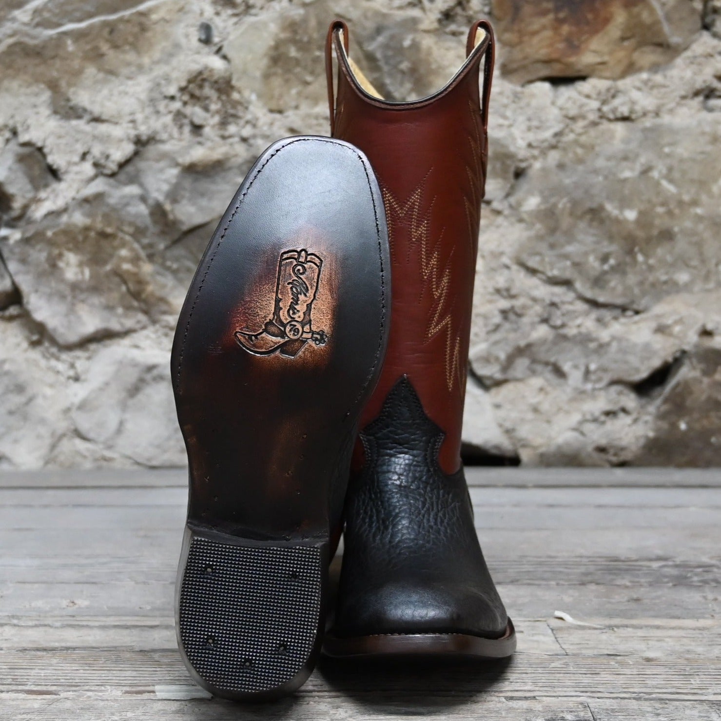 Nutted Calf Tobacco Bison Town Boot on Custom "Cowboy" Last view of bottom
