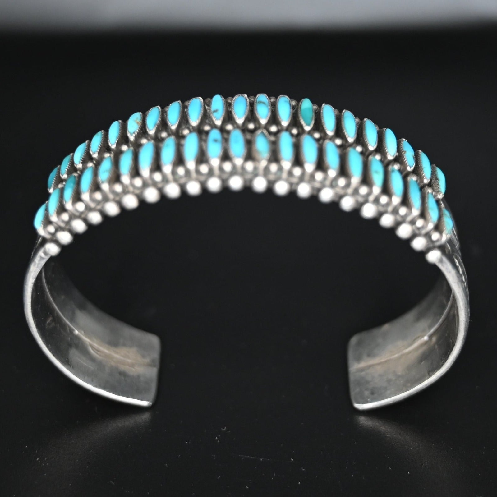 Vintage Turquoise Needlepoint Cuff view of cuff