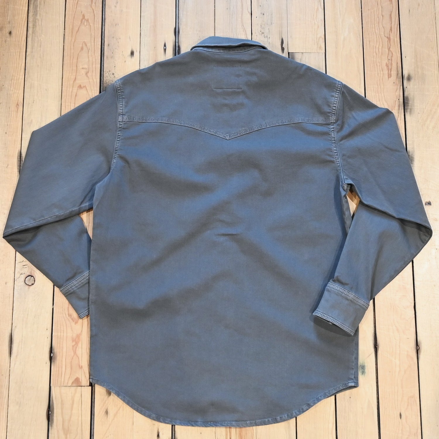 Schaefer Outfitter Western Denim Snap Shirt in Carbon twill with snap closure and Western yoke