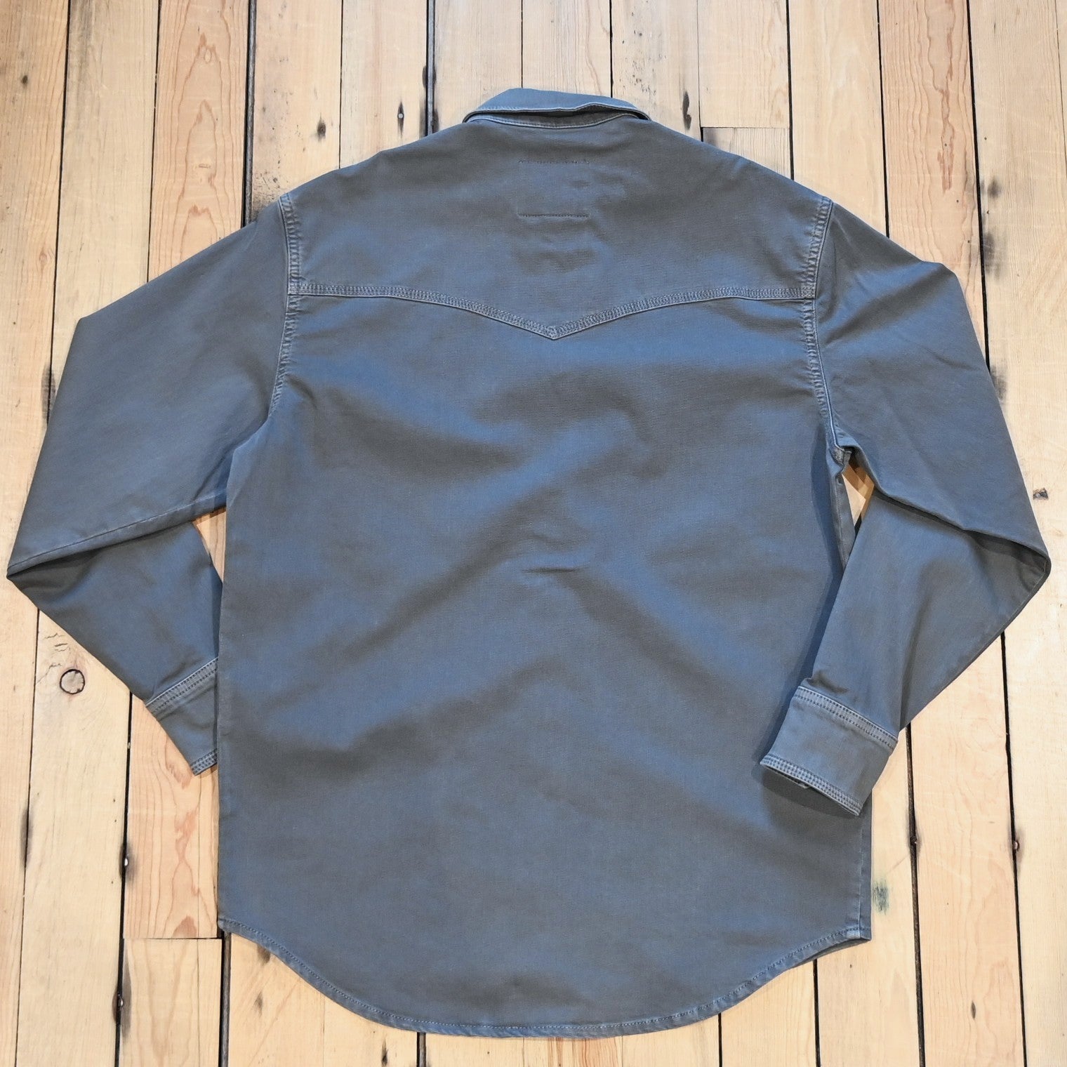 Schaefer Outfitter Western Denim Snap Shirt in Carbon twill with snap closure and Western yoke