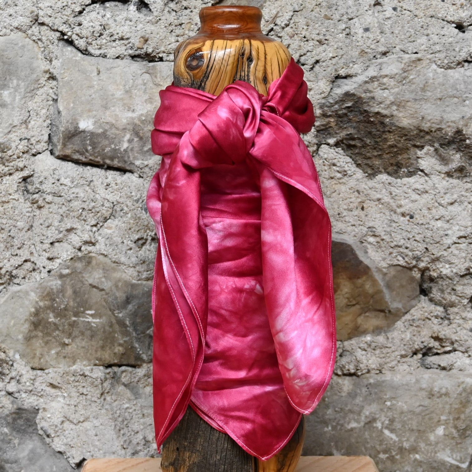 Amber Waves Charmeuse Wild Rag 44" in Candy Apple view of wild rag