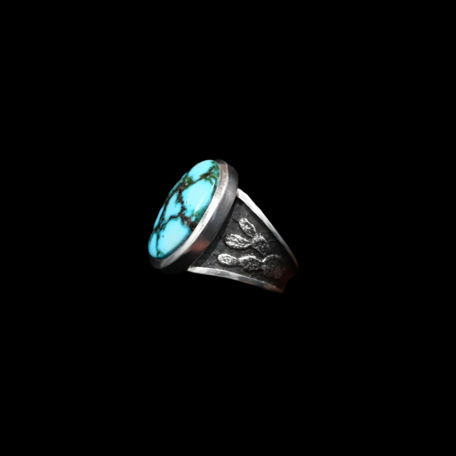 View of Sunwest Silver Kingman Turquoise Ring featuring a Kingman turquoise stone set in sterling silver, size 10