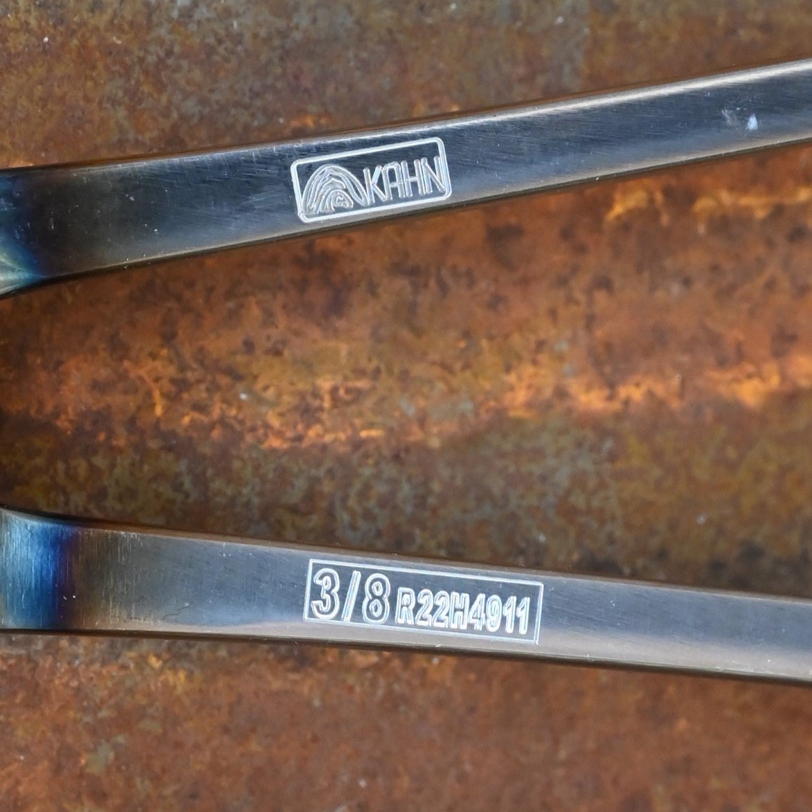 Kahn Forge 14" Round Head Tongs 3/8" in 1040 Tool Steel view of tongs