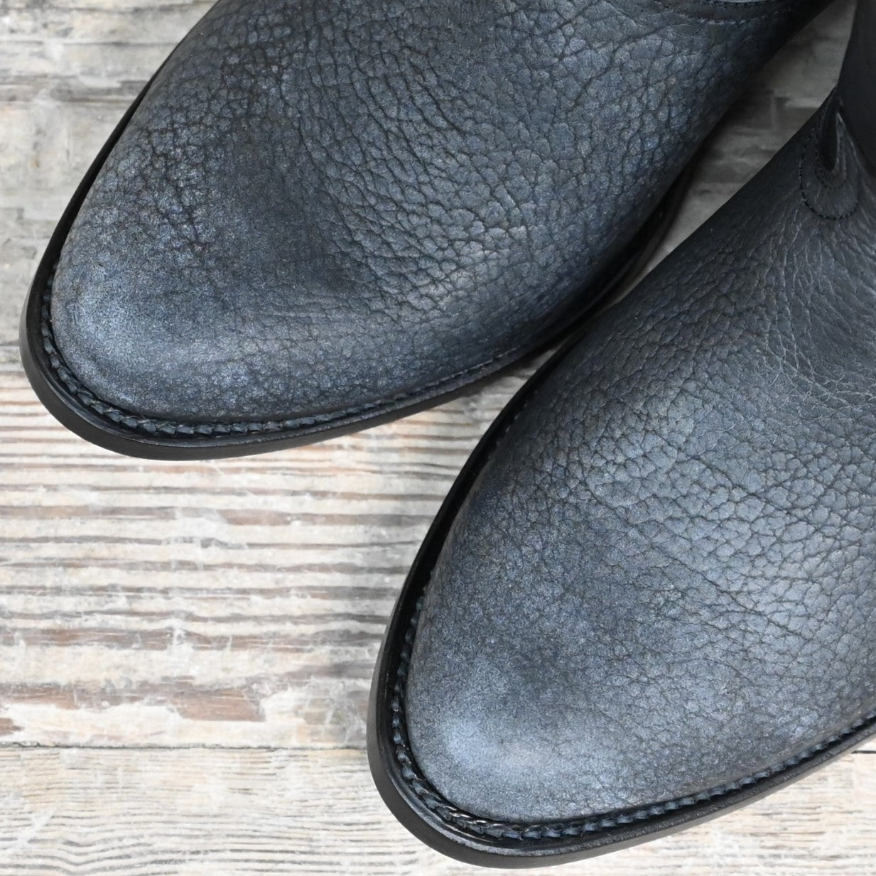 Nutted Calf Black Bison "The Man in Black" Town Boot on Custom "Duke" Last view of toe