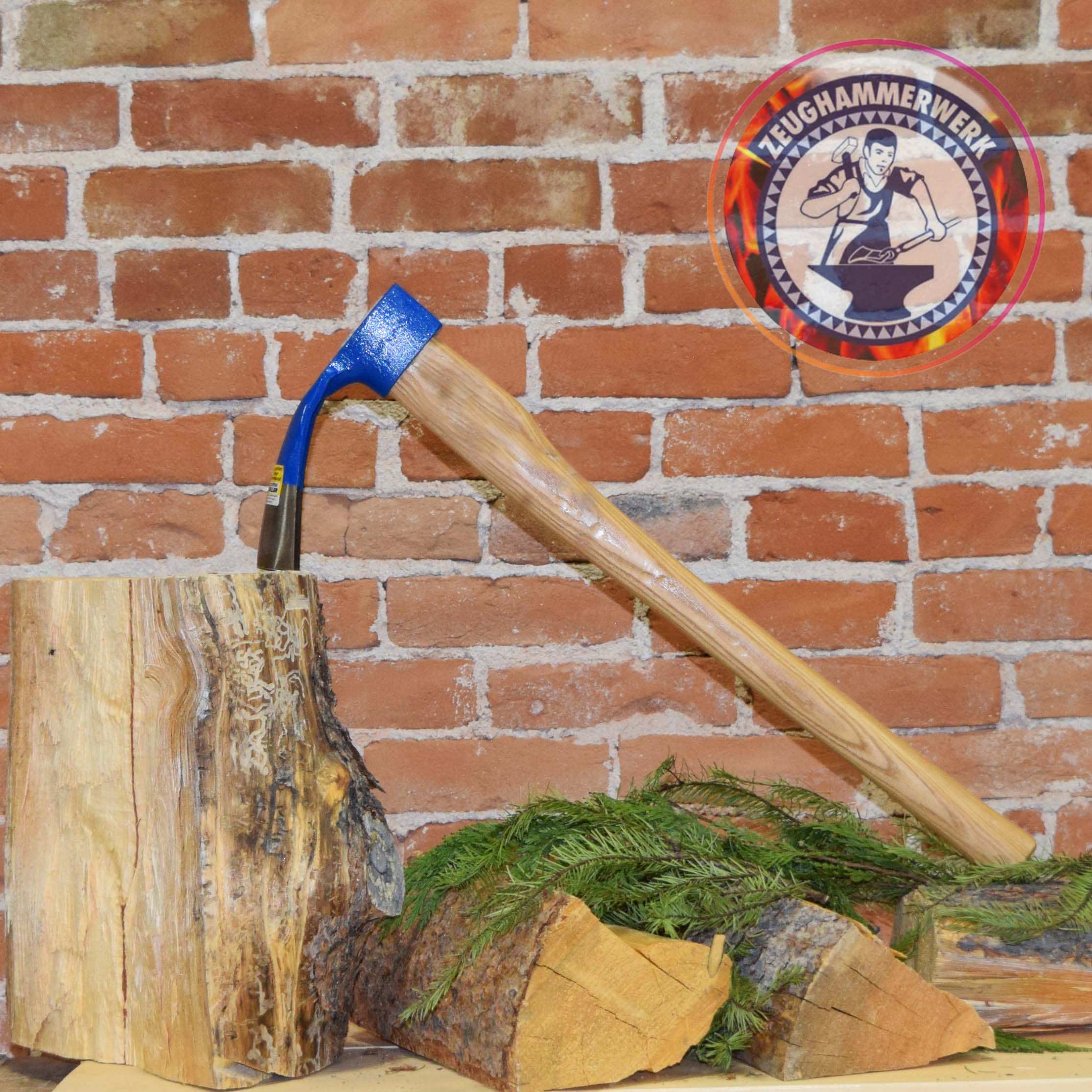 Mueller Scooped adze, 80 mm round, ash-handle 60cm