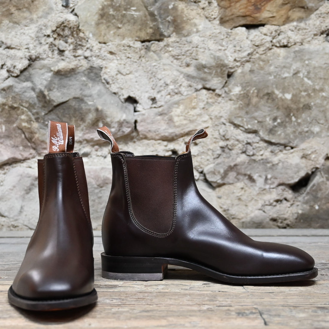 R.M. Williams Craftsman Dress Boot In Chestnut view of front and side