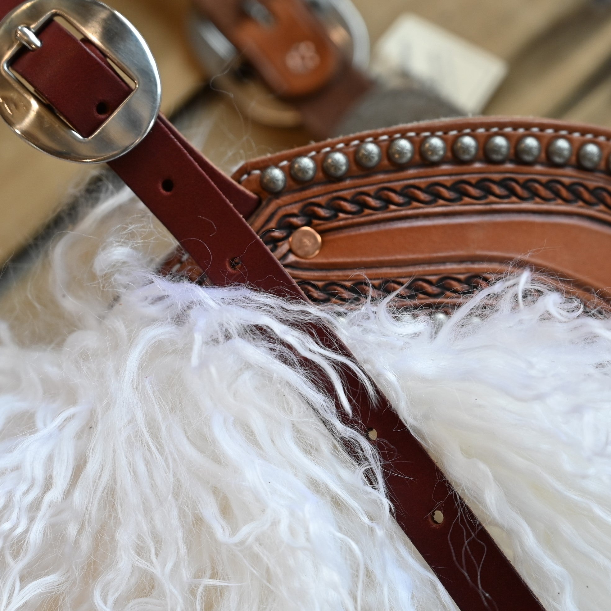 Angora Wooly Chaps view of detail