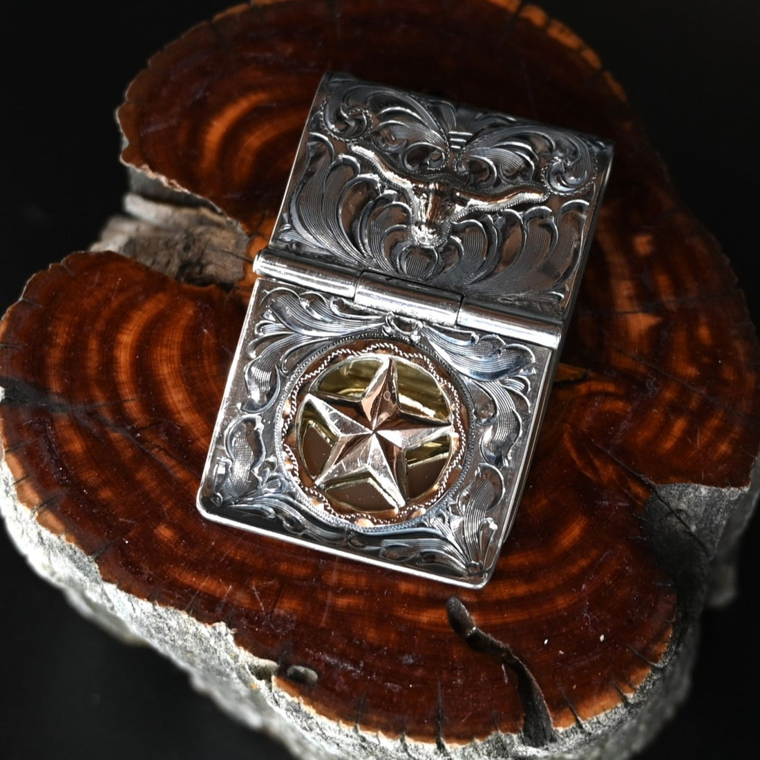 Vogt Silversmiths The Cattleman sterling silver money clip with gold-fill longhorn, star, and disc
