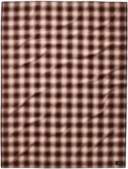 Filson Mackinaw wool blanket in brown tan ombre with serged edges