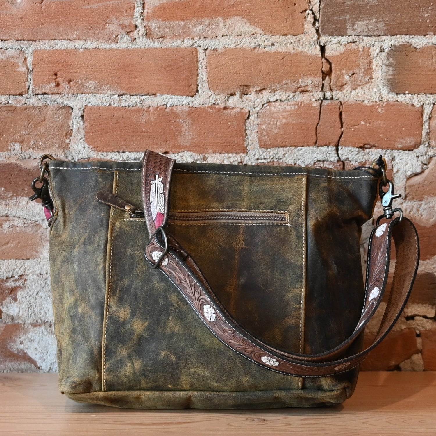 Myra Cornell Rose leather &amp; hairon handbag