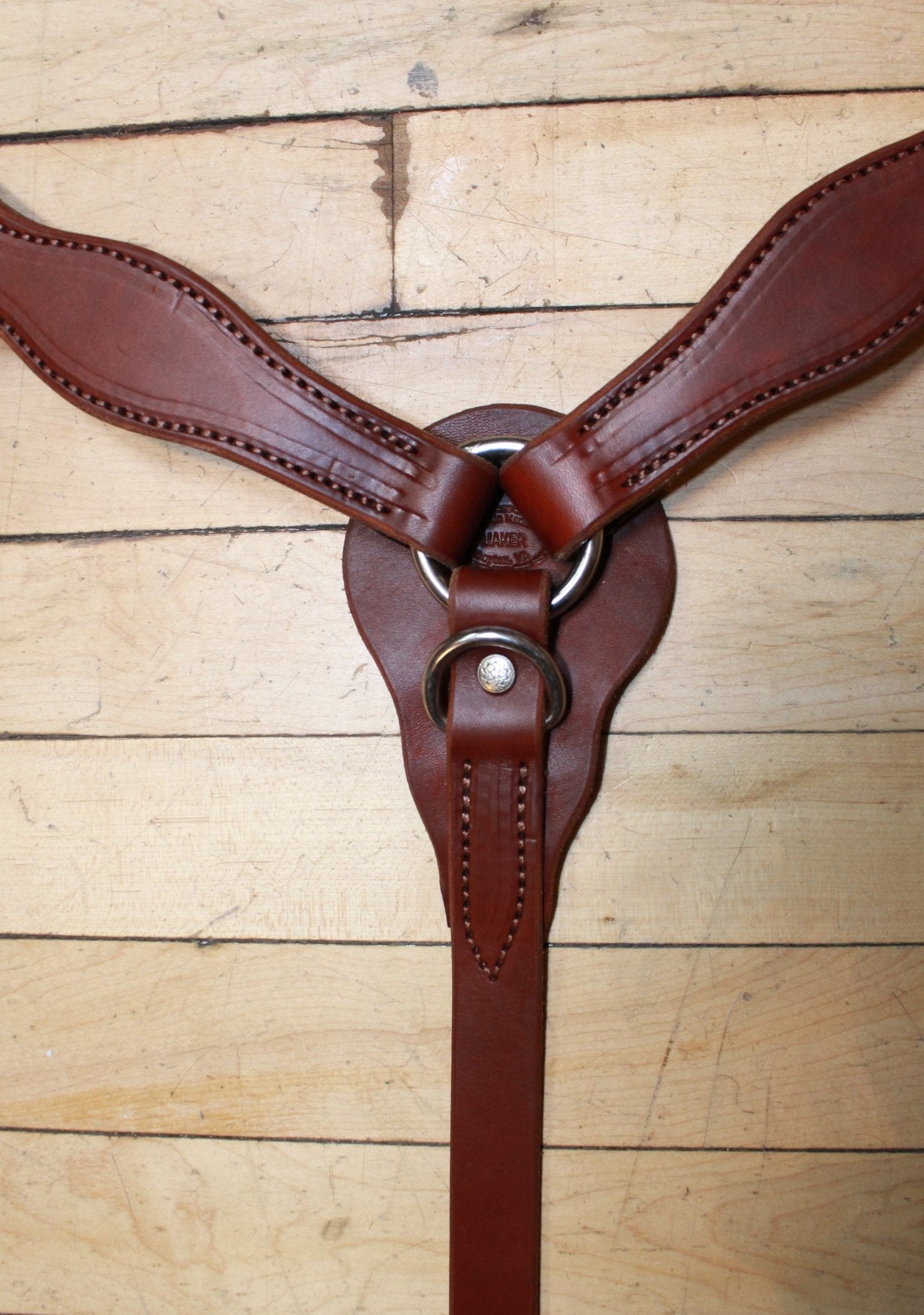 Heavy Leather Scalloped Breast Collar with Sterling Silver Buckles view of breast collar