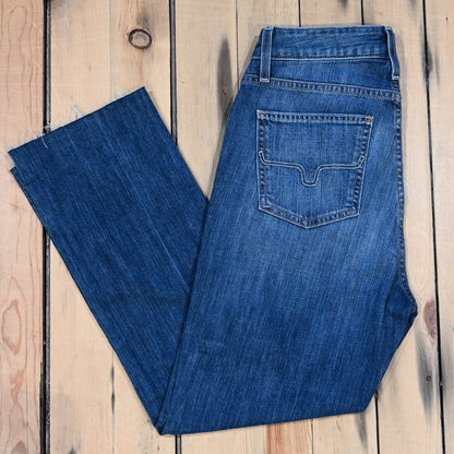 Kimes Ranch Monica Cropped Jeans in mid wash denim with high-rise cropped straight leg fit