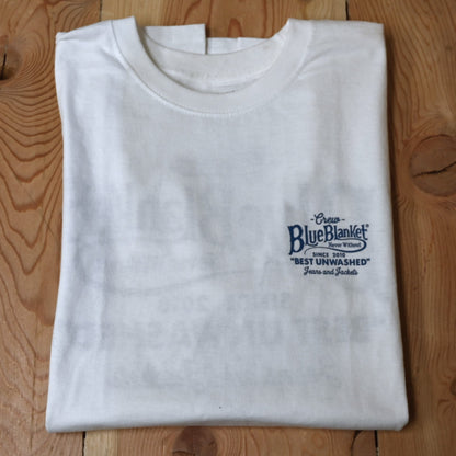 Blue Blanket White T-Shirt with Logo in 100% Cotton view of tee