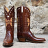 Ladies 12" Classic Leather Boot In Whiskey W/Inlayed Butterfly view of front and side