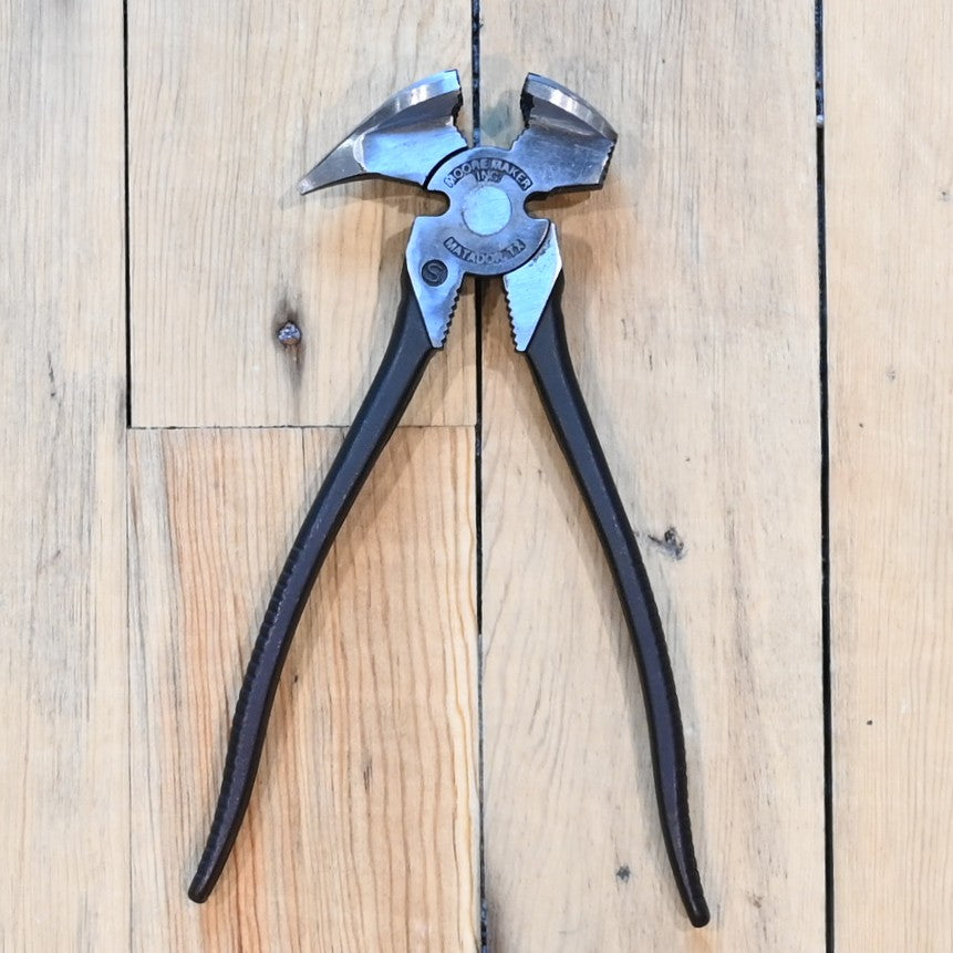 View of Front of Moore Maker 8&quot; Saddle Pliers w/ Spike and Holes.