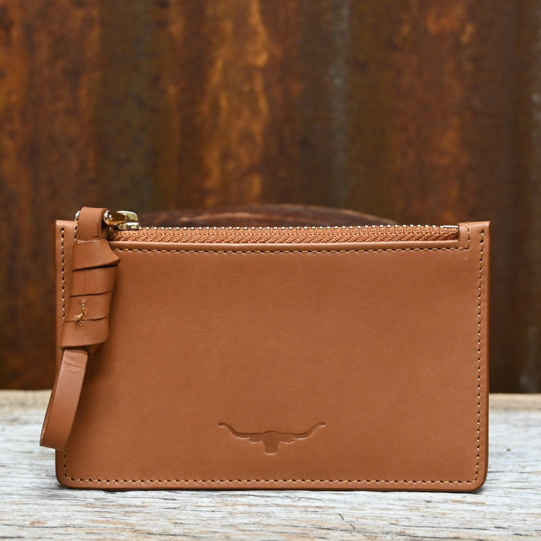 R.M. Williams City Zip Coin Purse in tan leather