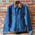 Schaefer Legend medium indigo denim jacket with fleece blanket lining and leather collar