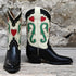 Ladies 11" Leather Boot W/White Uppers And Inlayed Hearts view of front and side