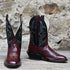 Hondo BRONC BOOT 11" Black Top with Burgundy Soft Premium Cow Vamp view of front and side