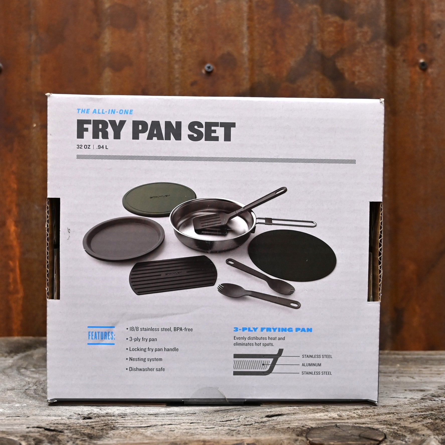 Stanley All-In-One Fry Pan Set in Stainless Steel view of fry pan set