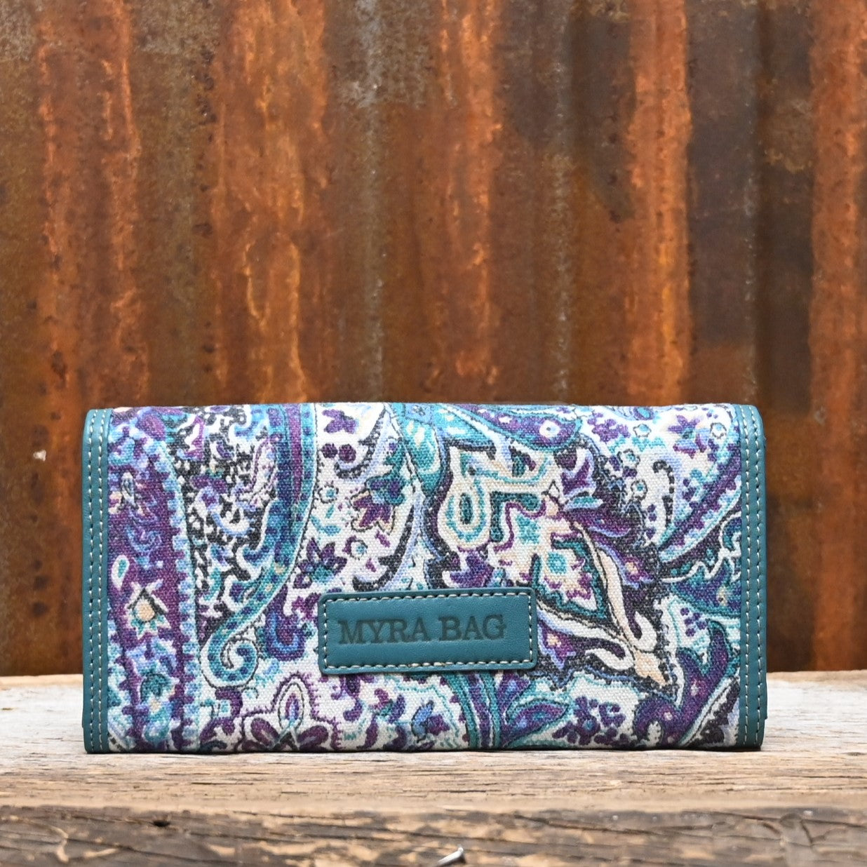 Myra Daminga Wallet in Blue Paisley view of back