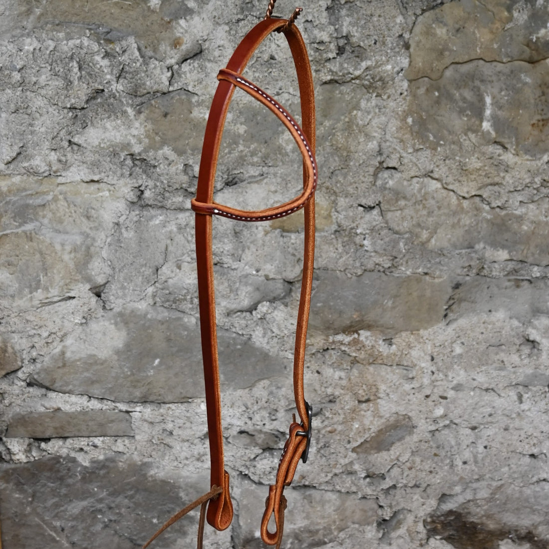 Sliding Ear Headstall With Single Steel and Scroll Buckle view of headstall