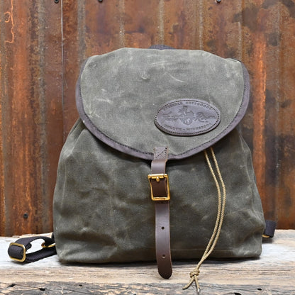 Knapsack in Waxed Canvas view of front