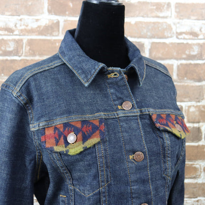 Ladies Pendleton Denim Wool Jean Jacket in Pinto Mountains - Denim view of pockets