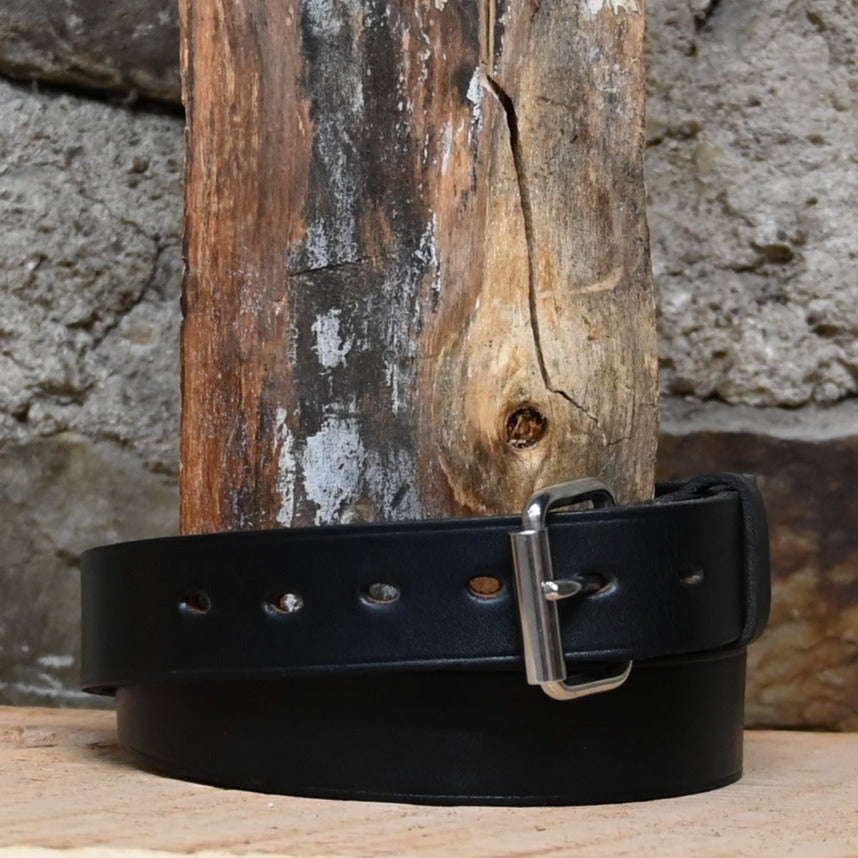 1.25 Unlined Black belt view of belt