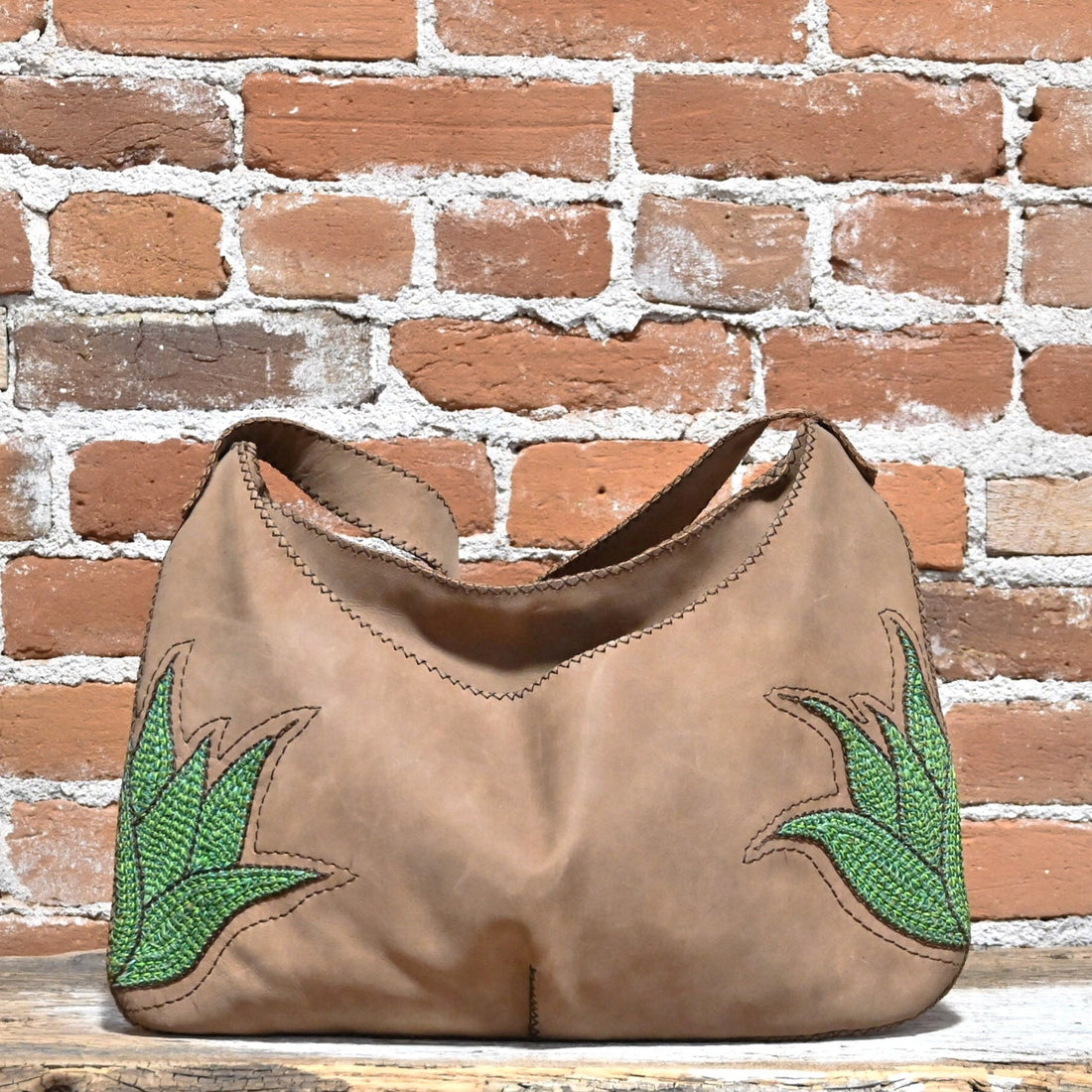 Purse with Green Leaves view of front